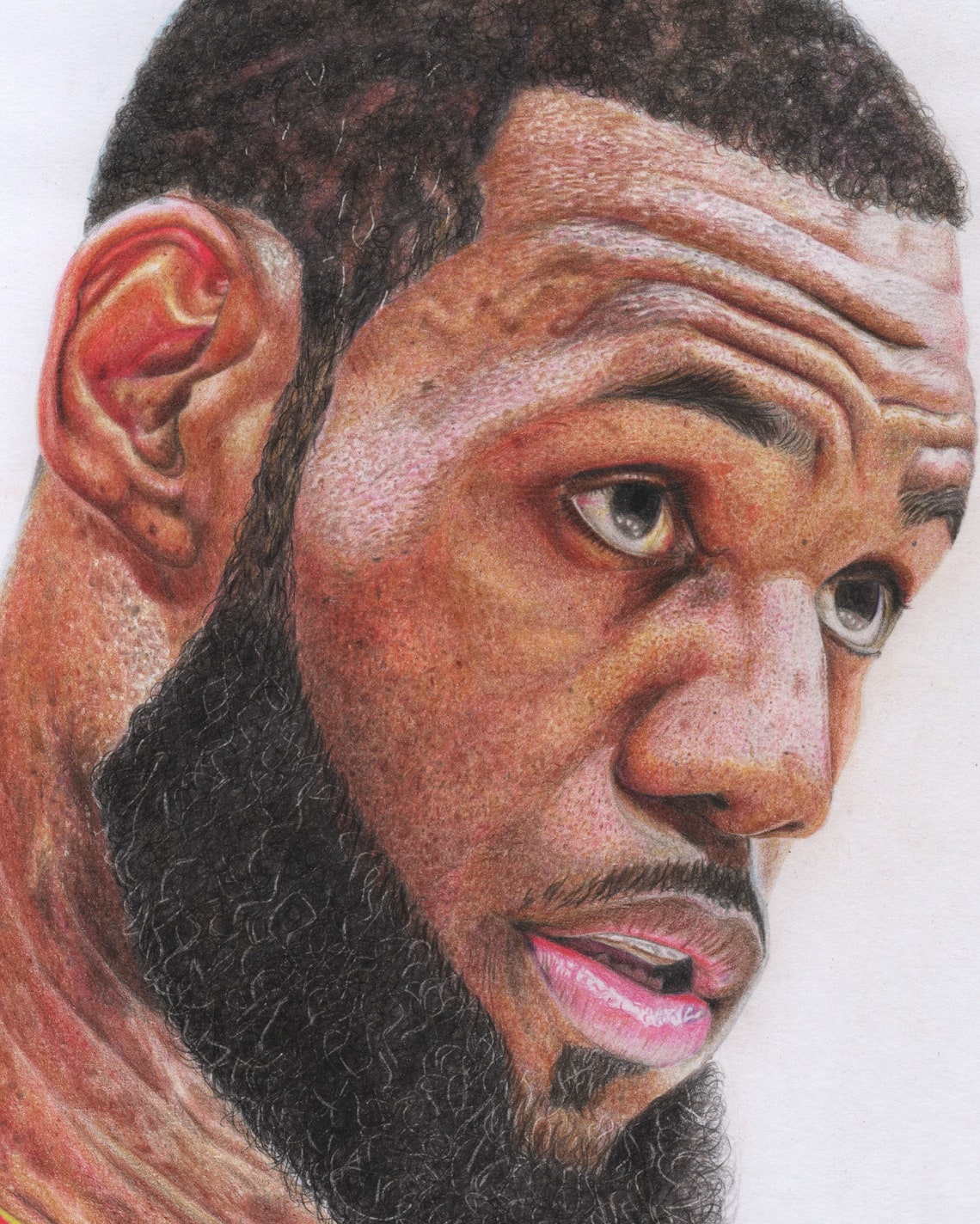 Realistic drawing of LeBron James impression Etsy