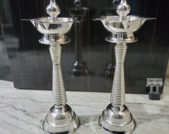 BIS HALLMARKED  925 silver kuthu vilakku diya/lamp- pure silver gift items- silver pooja items for home, return gift for navarathri