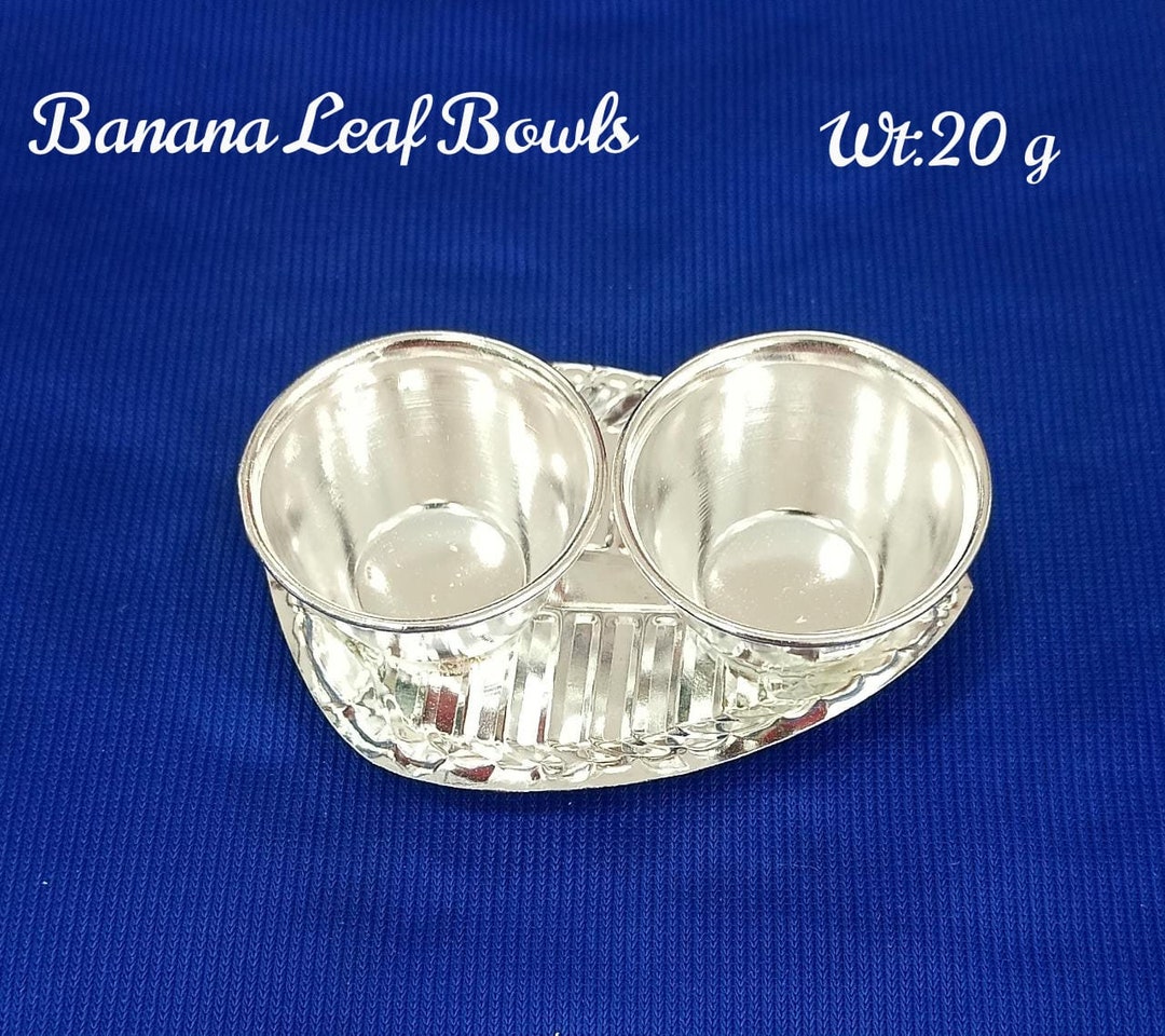 BIS HALLMARKED 925 Silver Banana Leaf Bowl Pure Silver Silver Pooja Items for Home, Return Gift