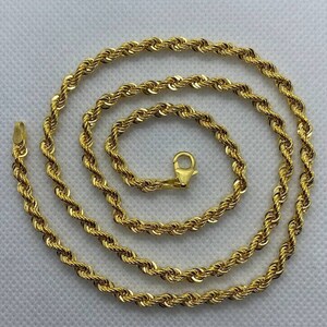 22K Yellow Gold Rope Chain Diamond Cut Necklace 18 - Etsy