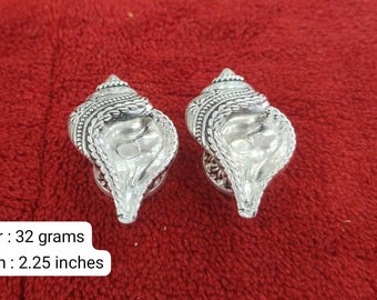 BIS HALLMARKED 925 zilveren antieke Shanku Diya - puur zilveren cadeauartikelen - zilveren pooja artikelen voor thuis, retourcadeau voor navarathri, bruiloft