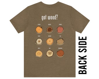 Got Wood? / (Print on Back Side) Hardwoods Unisex Jersey Tee / Woodworking Shirt / Gift for Woodworkers