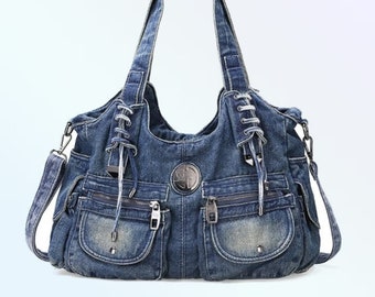 Y2k Denim bag, denim purse, kawaii ita bag, novelty purse,yami kawaii, harajuku, hobo bag, vintage bag, kawaii Jean purse