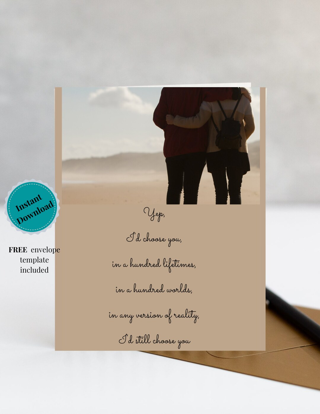 I'd Choose You Romantic Love Card - Anniversary Valentine Card For Him Her 5x7 Inches