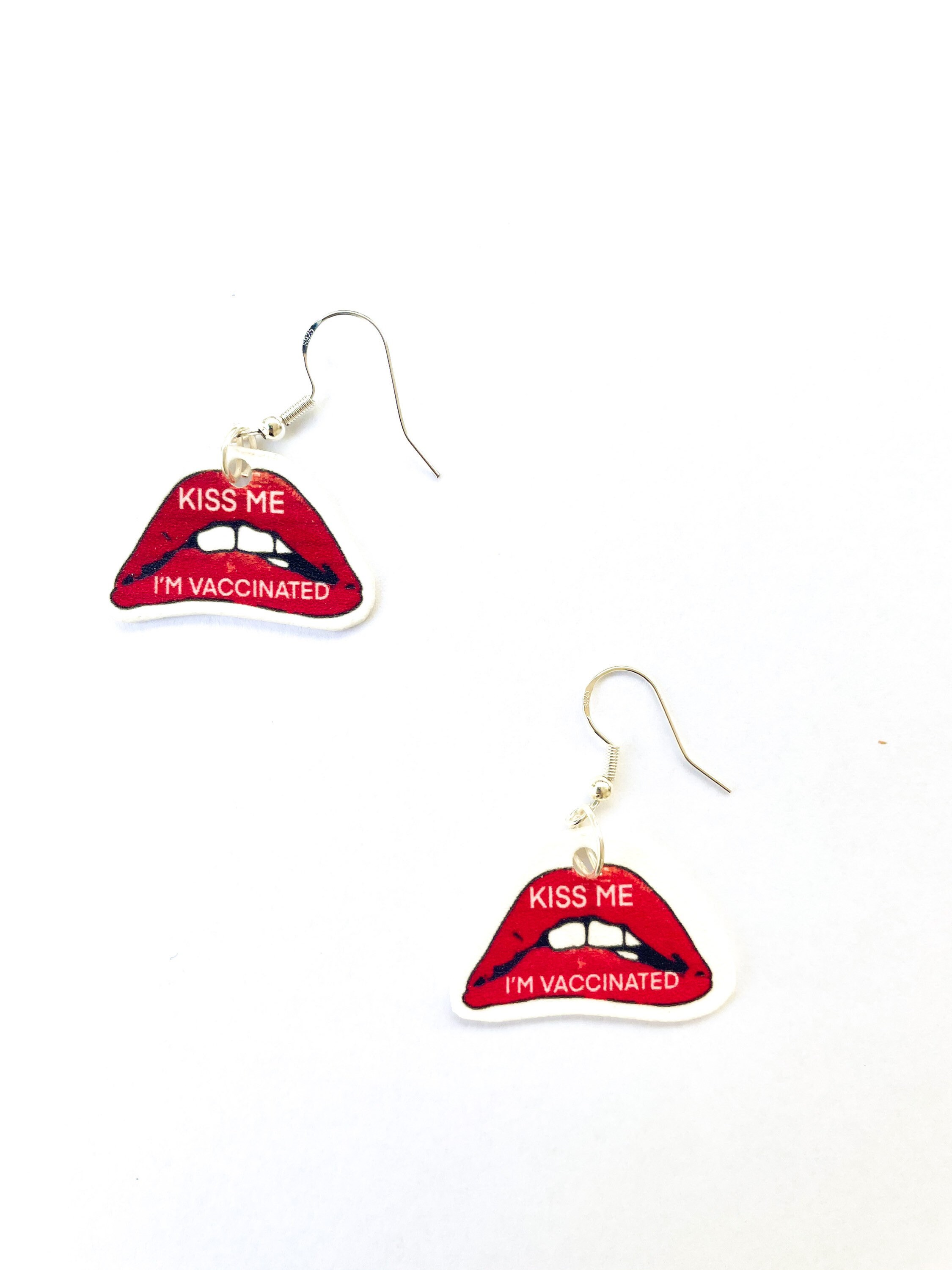 kiss me i’m vaccinated shrink dink earrings