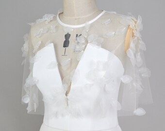 Noa Bridal Cape, Wedding Cape, Bridal Capelet, Wedding Shawl, Bridal Bolero