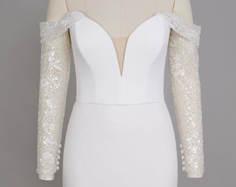 Ariel Detachable Wedding Dress Straps, Wedding Straps, Bridal Straps, Detachable Sleeves, Off Shoulder Straps, Dress Straps, Sleeves