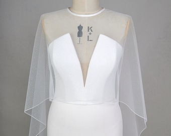 Celeste Bridal Cape, Wedding Cape, Bridal Capelet, Wedding Shawl, Bridal Bolero, Sparkle Cape, Long Glitter Cape