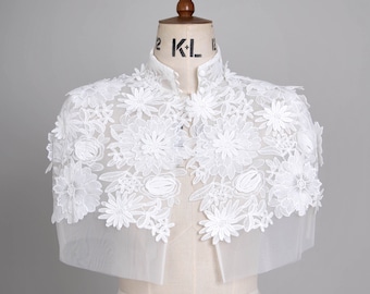 Rose Bridal Cape, Wedding Cape, Bridal Capelet, Wedding Shawl, Bridal Bolero
