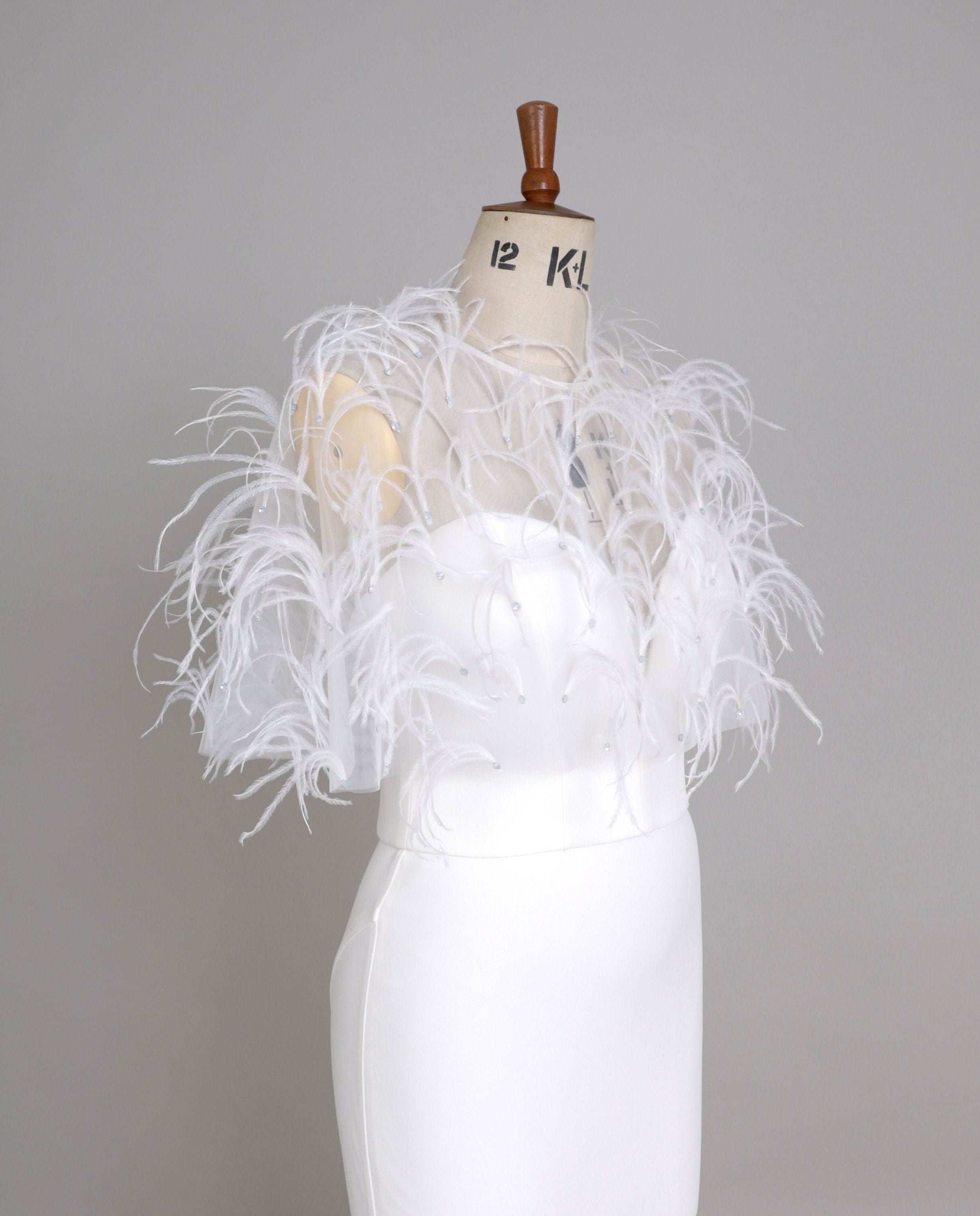 Emery Bridal Feather Cape, Beaded Wedding Cape, Bridal Cape, Wedding Cape, Bridal Capelet, Wedding Shawl, Bridal Bolero