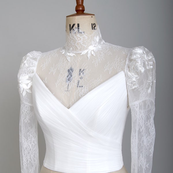 Short Callie Bridal Jacket, Wedding Jacket, Shrug, Bridal Bolero, Lace Bolero, Bridal Top ,Bridal Separates