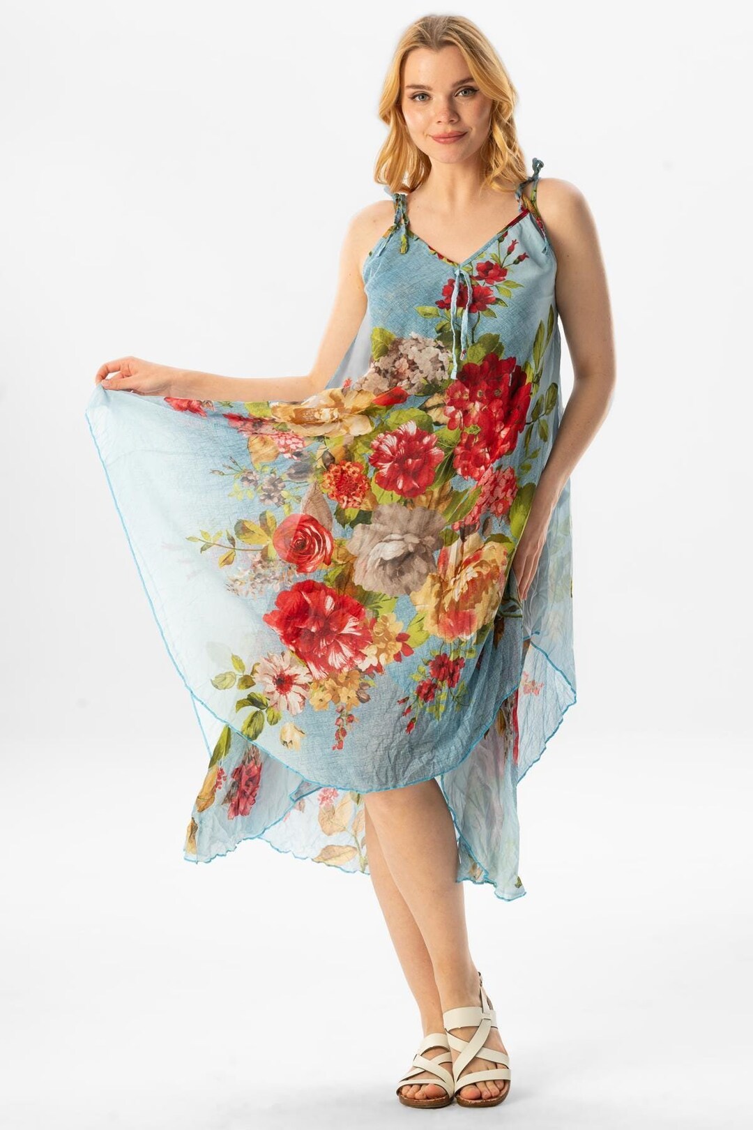 Free Size Slip Dress, Rope Strap Dress, Adjustable Straps, Boho Dress ...
