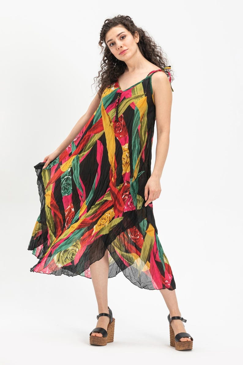 Free Size Slip Dress, Rope Strap Dress, Adjustable Straps, Boho Dress ...