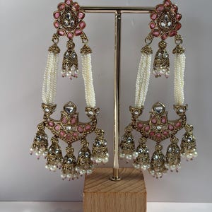 long Polki earrings Sunset Pink