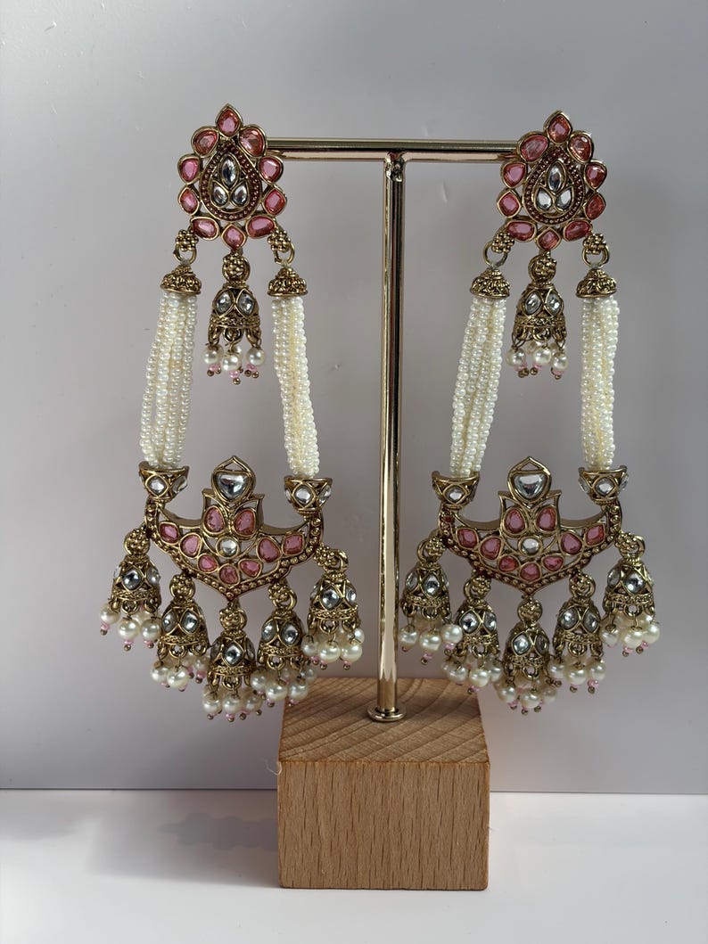 long Polki earrings Sunset Pink