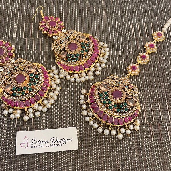 Pakistani inspired Earring tikka set