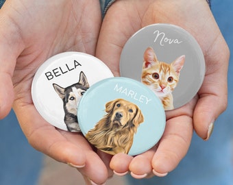 Custom Pin Using Pet Photo + Name Custom Dog Name Personalized Cat Pin Personalized Custom Cat Pin Custom Dog Pinback Buttons