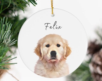 Gepersonaliseerd huisdierornament met behulp van de foto + naam van het huisdier - Aangepast ornament Kersthondornament Gepersonaliseerde hondenornament Aangepaste hondenornament