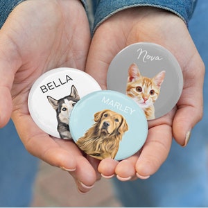 Custom Pin Using Pet Photo + Name Custom Dog Name Personalized Cat Pin Personalized Custom Cat Pin Custom Dog Pinback Buttons
