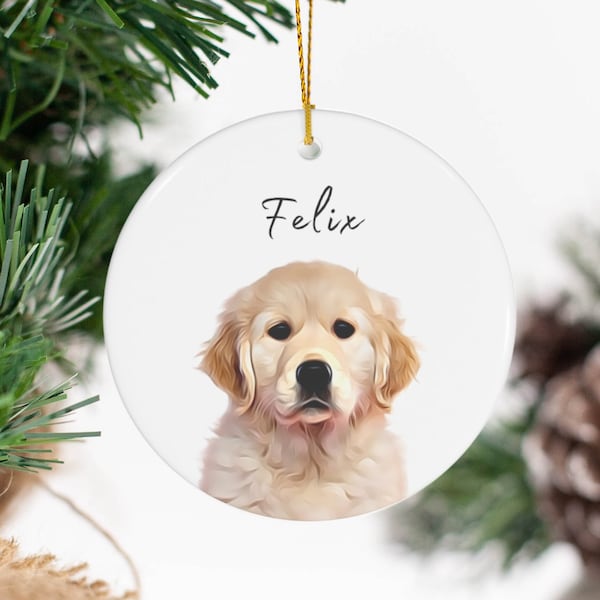 Personalized Pet Ornament Using Pet's Photo + Name - Custom Ornament Christmas Dog Ornament Personalized Dog Ornament Custom Dog Ornament