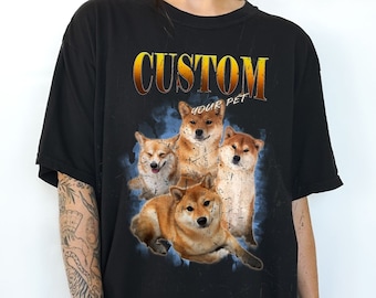 Custom Vintage Pet Shirt Pet Photo + Name Custom Dog Shirt Personalized Dog Shirt Custom Dog T Shirts for Humans Custom Cat Shirt 90's Tee