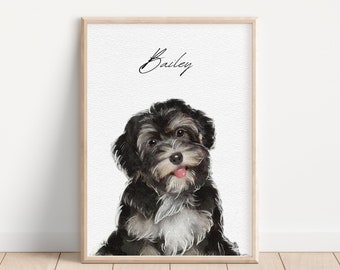 Ritratti ad acquerello personalizzati utilizzando foto di animali domestici Ritratti digitali personalizzati di cani Ritratti di gatti Ritratti di cani personalizzati Arte commemorativa di animali domestici personalizzata