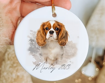 Personalized Pet Watercolor Ornament Using Pet's Photo + Name - Custom Ornament Christmas Dog Ornament Personalized Dog Ornament Custom Dog