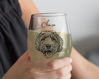 Copas de vino personalizadas con foto de mascota + nombre Copas de vino tinto para gatos personalizadas Copa sin tallo de vino para perros personalizada Copa de vino blanco para mascotas personalizada