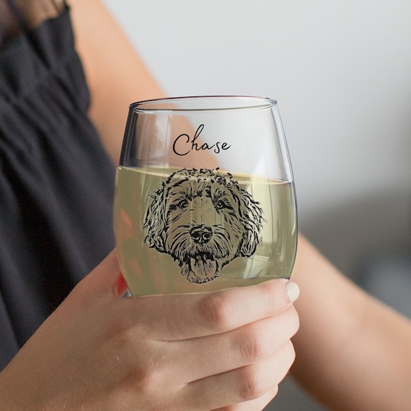 Custom Wine Glasses Using Pet Photo + Name Custom Cat Red Wine Glasses Personalized Dog Wine Stemless Glass Custom Pet White Wine Glass