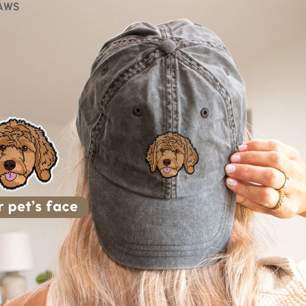 Cappello per animali domestici RICAMATO personalizzato utilizzando la foto dell'animale domestico Cappello per cani personalizzato Cappello per gatti personalizzato Cappello per animali domestici personalizzato Cappello per cani Berretto da baseball per cani personalizzato Cappello per mamma cane