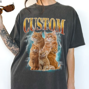 Custom Comfort Colors Vintage Pet TShirt Pet Photo + Name Custom Dog Shirt Personalized Shirt Custom T Shirts for Humans Cat Shirt 90's Tee