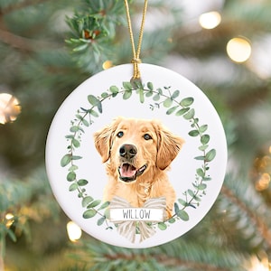 Gepersonaliseerde huisdierornament met foto van huisdier + naam - Aangepaste ornament Kersthondornament Gepersonaliseerde hondenornament Aangepaste hond