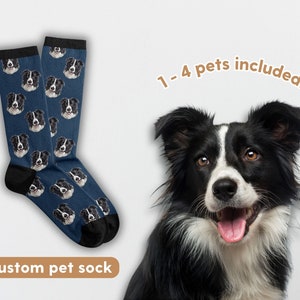 Calcetines personalizados con fotos de mascotas Calcetines personalizados para mascotas Calcetines personalizados para perros Calcetines personalizados para gatos Regalos del Día del Padre Regalo de papá gato Regalos de papá para perros Calcetines con cara de perro imagen 1