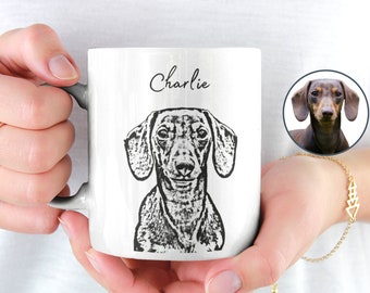 Taza de perro salchicha personalizada con foto de mascota + nombre regalos de perro salchicha para sus regalos para amantes de perro salchicha Mercancía de perro salchicha Weiner Regalos de perro