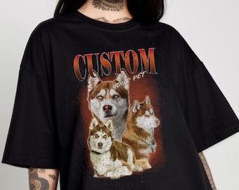 Custom Vintage Pet Shirt Pet Photo + Name Custom Dog Shirt Personalized Dog Shirt Custom Dog T Shirts for Humans Custom Cat Shirt 90's Tee