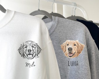 Custom Pet Sweater Using Pet Photo + Name Custom Dog Portrait Sweater Personalized Dog Pullover Dog Sweatshirt Custom Cat Crewneck Hoodie