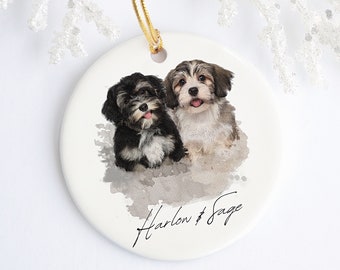 Ornement personnalisé à l'aquarelle pour animal de compagnie avec la photo et le nom de l'animal de compagnie - Ornement personnalisé Ornement de Noël pour chien Ornement personnalisé pour chien Chien personnalisé