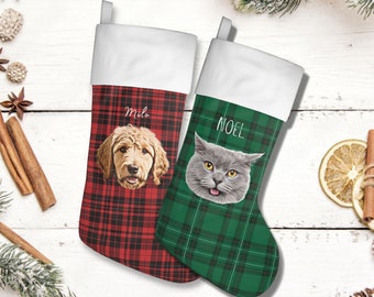 Custom Pet Stocking Using Pet's Photo + Name - Personalized Dog Stockings Dog Christmas Stocking Cat Christmas Stocking Puppy Stockings