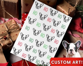 Carte de Noël personnalisée pour animaux de compagnie utilisant Pet Portrait Carte de Noël personnalisée Chat Boxer Cartes de Noël Drôle de chien Carte de Noël Teckel