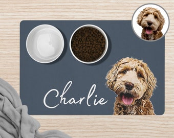 Alfombrillas personalizadas para perros con foto de mascota + nombre, alfombrilla personalizada para comida de perro, mantel individual personalizado para perros, alfombrilla personalizada para cuenco de perro, alfombrilla personalizada para mascotas