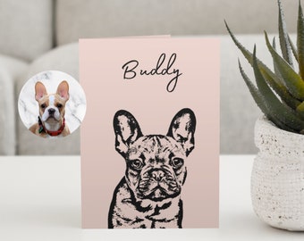 Custom Greeting Card With Pet Portrait Personalized Dog Greeting Card Personalized Christmas Cards Custom Thank You Cards Cat Birthday Cards