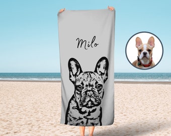 Custom Pet Beach Towel Using Pet Photo + Pet Name Personalized Cat Kitchen Towels Custom Dog Dish Towels Custom Hand Face Dog Towel