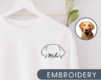 Custom Embroidered Pet Sweater Using Pet Ears + Name Custom Dog Portrait Sweater Personalized Dog Pullover Sweatshirt Custom Cat Crewneck