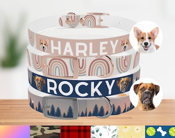 Waterproof Personalized Dog Collar Using Pet Photo + Name Heavy Duty Custom Dog Collar Custom Personalized Pet Collar