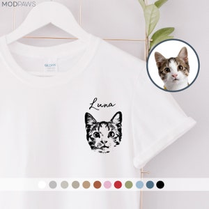 T-shirt personnalisé pour animal de compagnie Photo de l'animal + nom T-shirt personnalisé pour chien T-shirt personnalisé pour chien T-shirts personnalisés pour chien avec chat T-shirts personnalisés