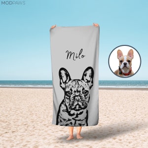 Asciugamano da spiaggia personalizzato per animali domestici con foto di animali domestici + nome di animali domestici Asciugamani da cucina personalizzati per gatti Asciugamani da cucina personalizzati per cani Asciugamano personalizzato per mani e viso per cani