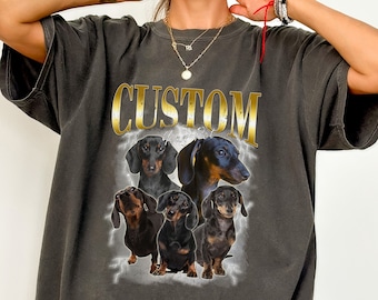 Custom Comfort Colors Vintage Pet TShirt Pet Photo + Name Custom Dog Shirt Personalized Shirt Custom T Shirts for Humans Cat Shirt 90's Tee
