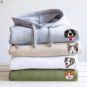 Custom EMBROIDERED Pet Hoodie Using Pet Photo + Name Custom Dog Hoodie Personalized Dog Hoody Custom Dog Custom Cat Hooded Sweatshirt