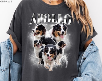 Custom Comfort Colors Vintage Pet TShirt Pet Photo + Name Custom Dog Shirt Personalized Shirt Custom T Shirts for Humans Cat Shirt 90's Tee