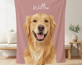 Personalized Dog Photo Blanket Name Custom Pet Portrait Gift Cat Mom Christmas Fleece Blanket